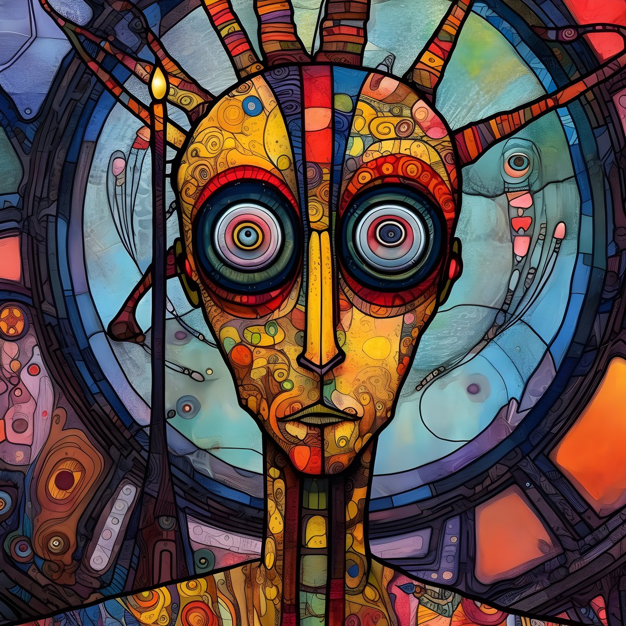 Carnival Cajun Swamp Mutant Sci-Fi Droid, v uměleckém stylu Tima Burtona a Beksinskiho 4 od Kurt Heppke