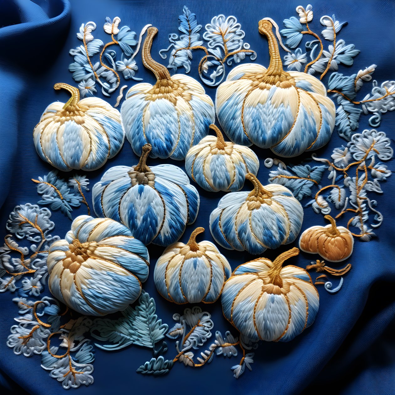 Stickereikubisse v Blautoenen 1 od Kurt Heppke