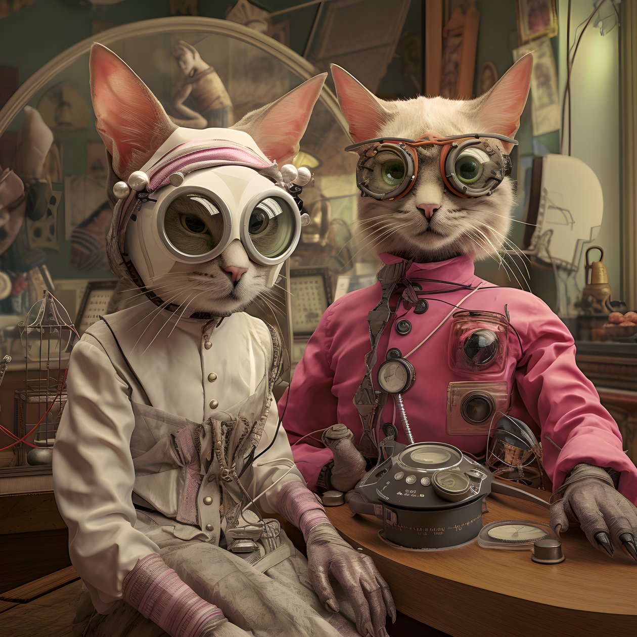 Dvě antropomorfní kočky, Tomcat a Cat, Kubrick Ian Synthetic 1 od Kurt Heppke