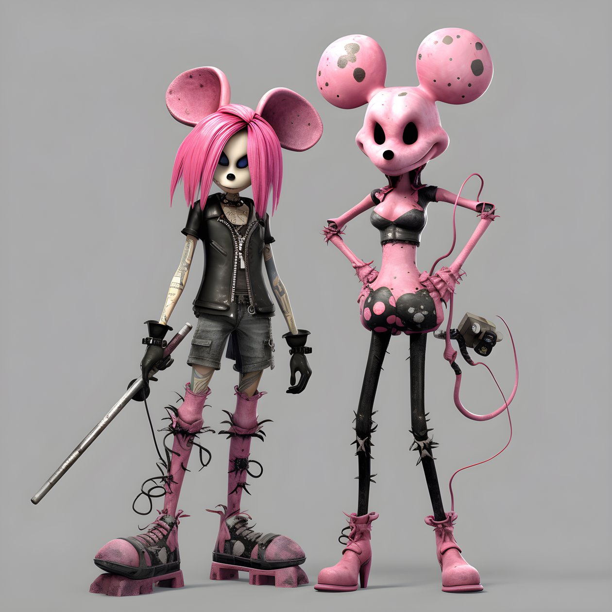noční můra před Vánoci punkově růžová minnie a mickey mouse 3 od Kurt Heppke
