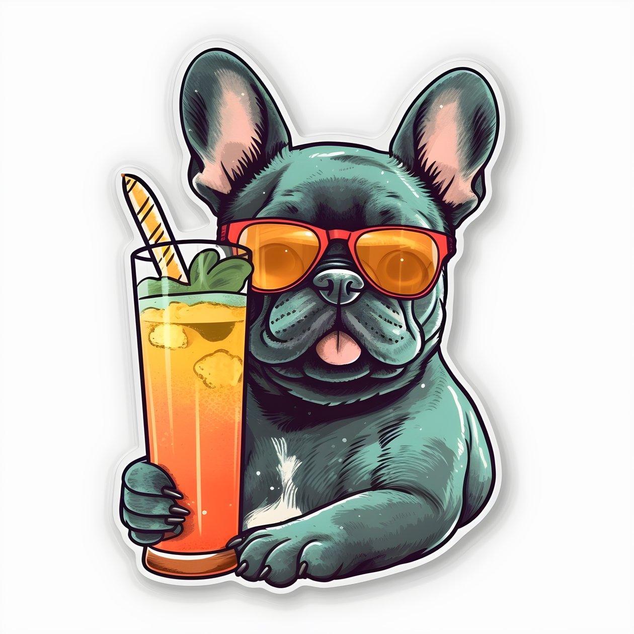 tarroja, viileitä ranskanbulldogeja, juomassa cocktailia 2 od Kurt Heppke