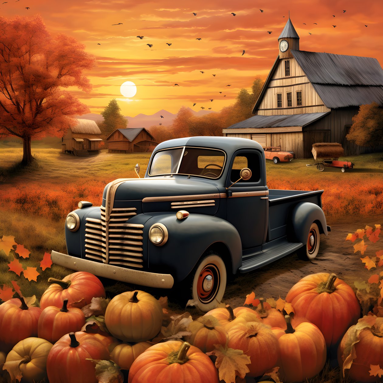 vintage pickup na podzimní večer při západu slunce 1 od Kurt Heppke