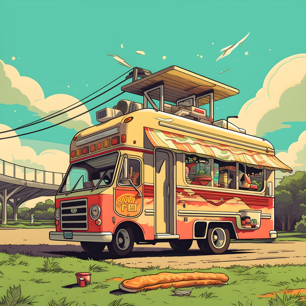 plakát umělecké akce pro food trucky ve skate parku v severní Kalifornii 2 od Kurt Heppke