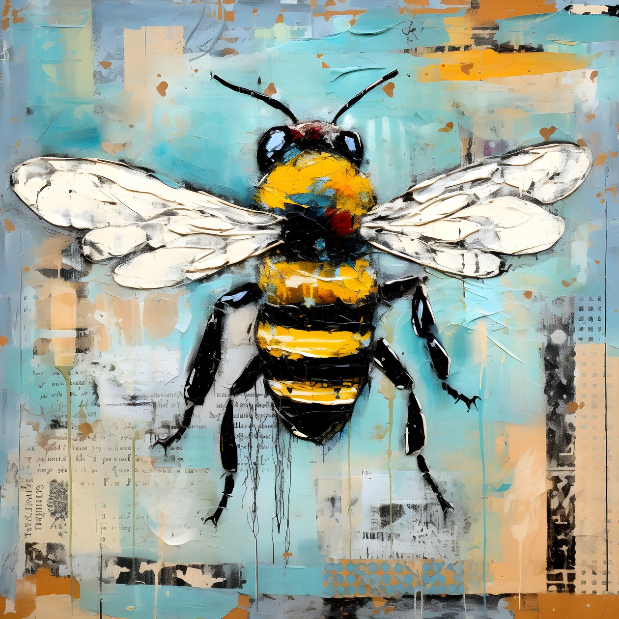 ilustrace včely technikou pastelového impasto oleje 4 od Kurt Heppke