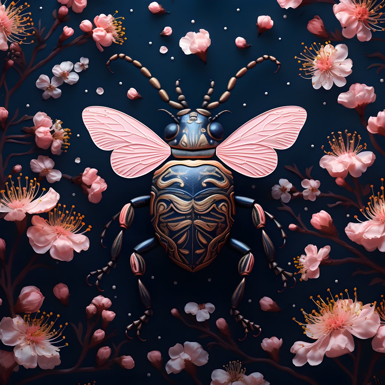 ilustrace ilustrovaného brouka s houbami v pozadí 4 od Kurt Heppke