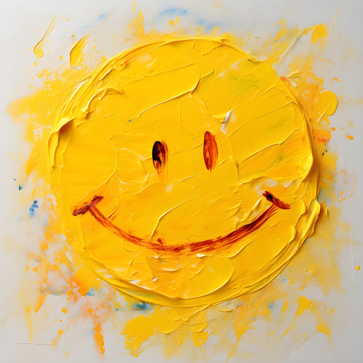 žlutý smajlík namalovaný impasto 1 od Kurt Heppke