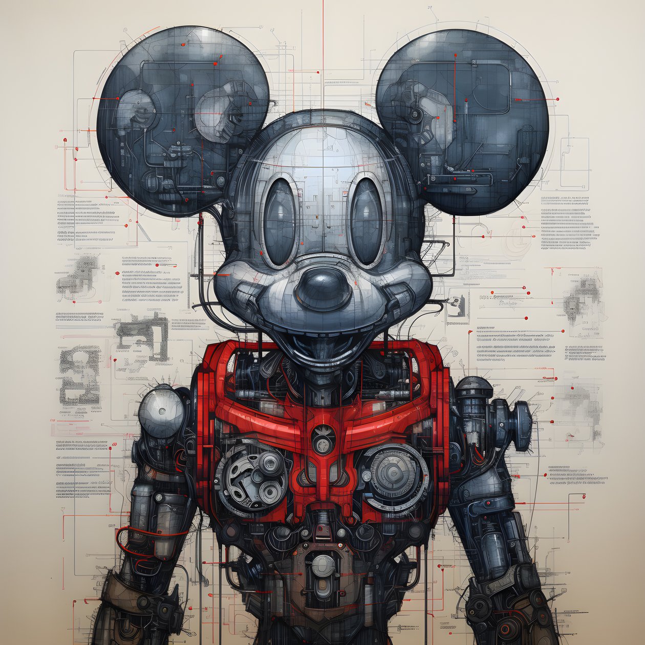 Technické výkresy Cyberpunk Mickey Mouse 1 od Kurt Heppke