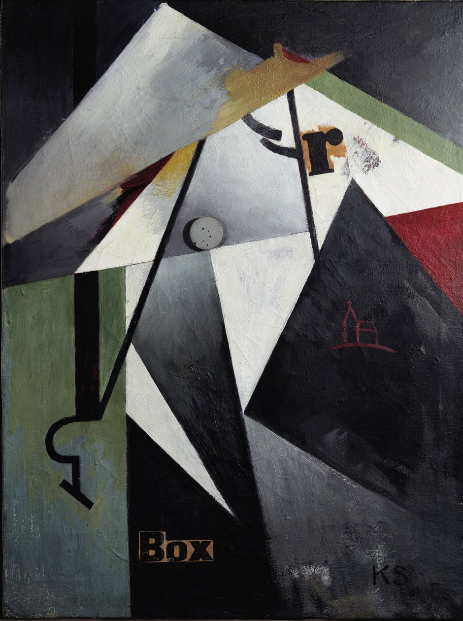 Box-R-Bild (Olej a koláž na dřevě od Kurt Schwitters