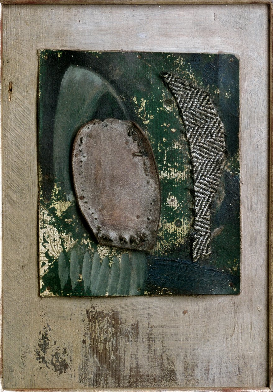 Hnědá a zelená Montáž (malba od Kurt Schwitters