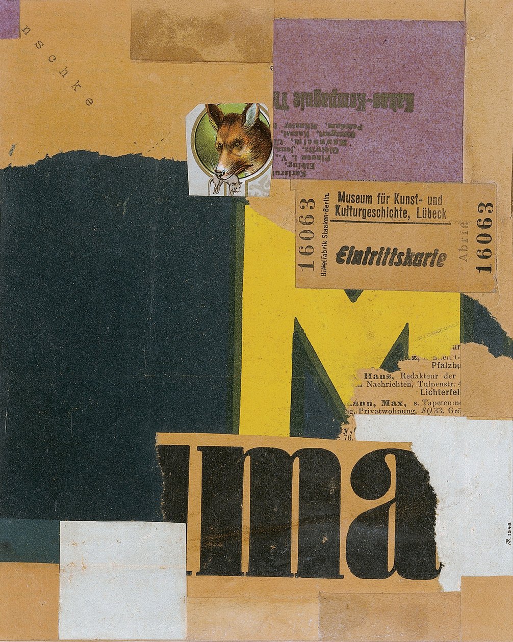 Vstupenka Mz 456, 1922 od Kurt Schwitters