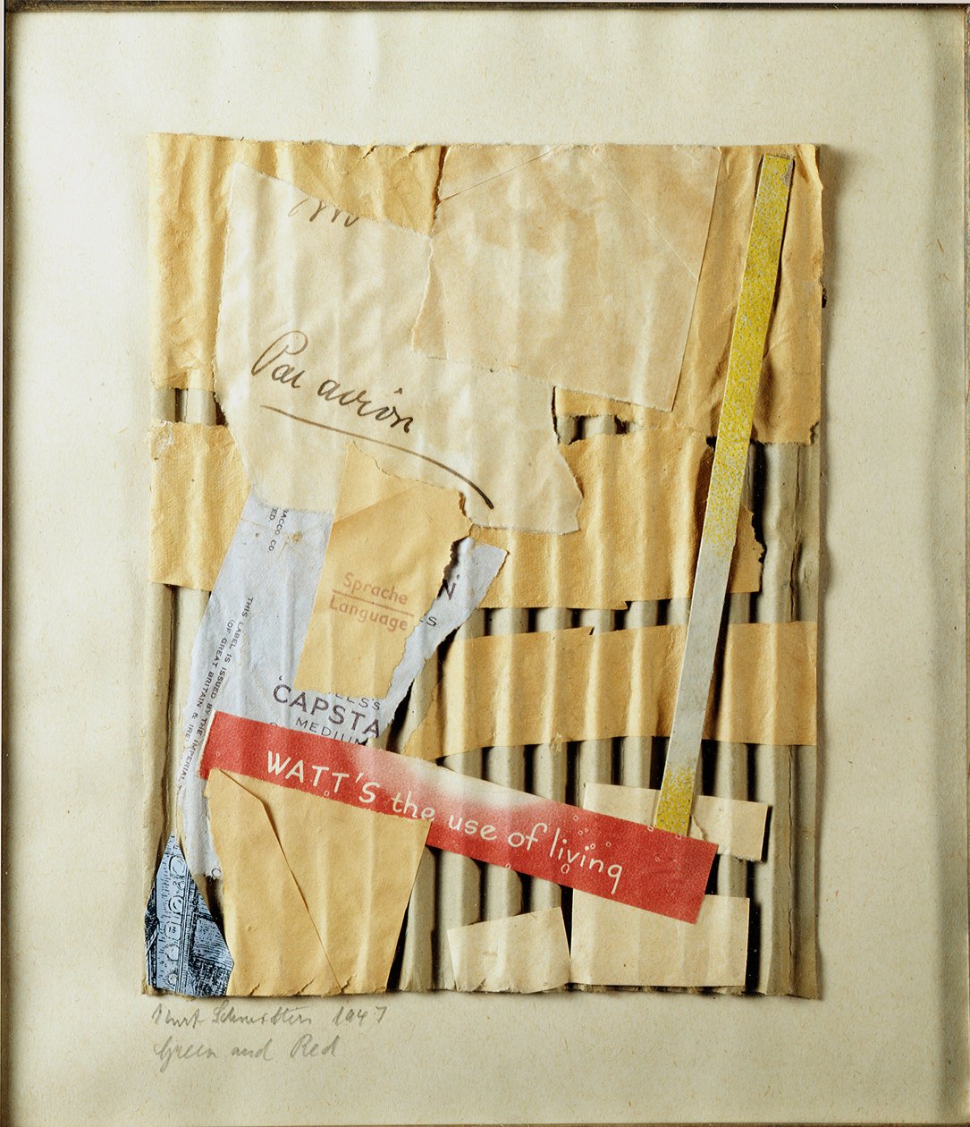 Zelená a červená (Green and Red) koláž od Kurta Schwitterse (1887-1948) Soukromá sbírka z roku 1947 od Kurt Schwitters