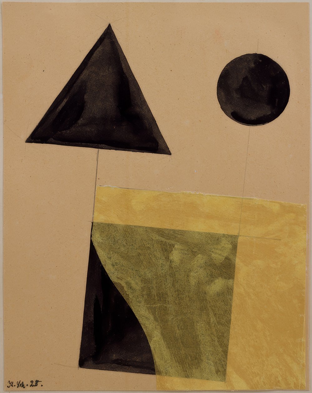 Konstrukce s trojúhelníkem, čtvercem a kompasem od Kurt Schwitters