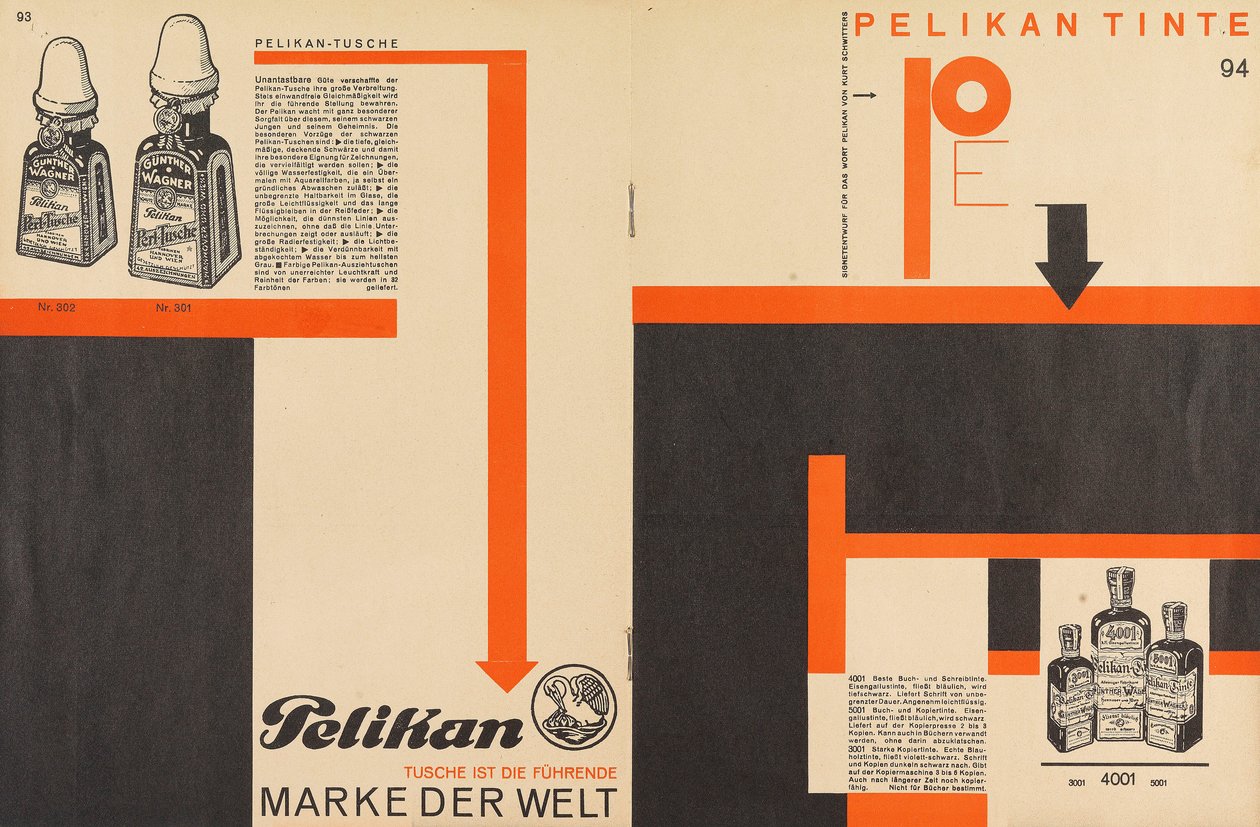 Inkoustová reklama Merz 11 Pelican, 1924. od Kurt Schwitters
