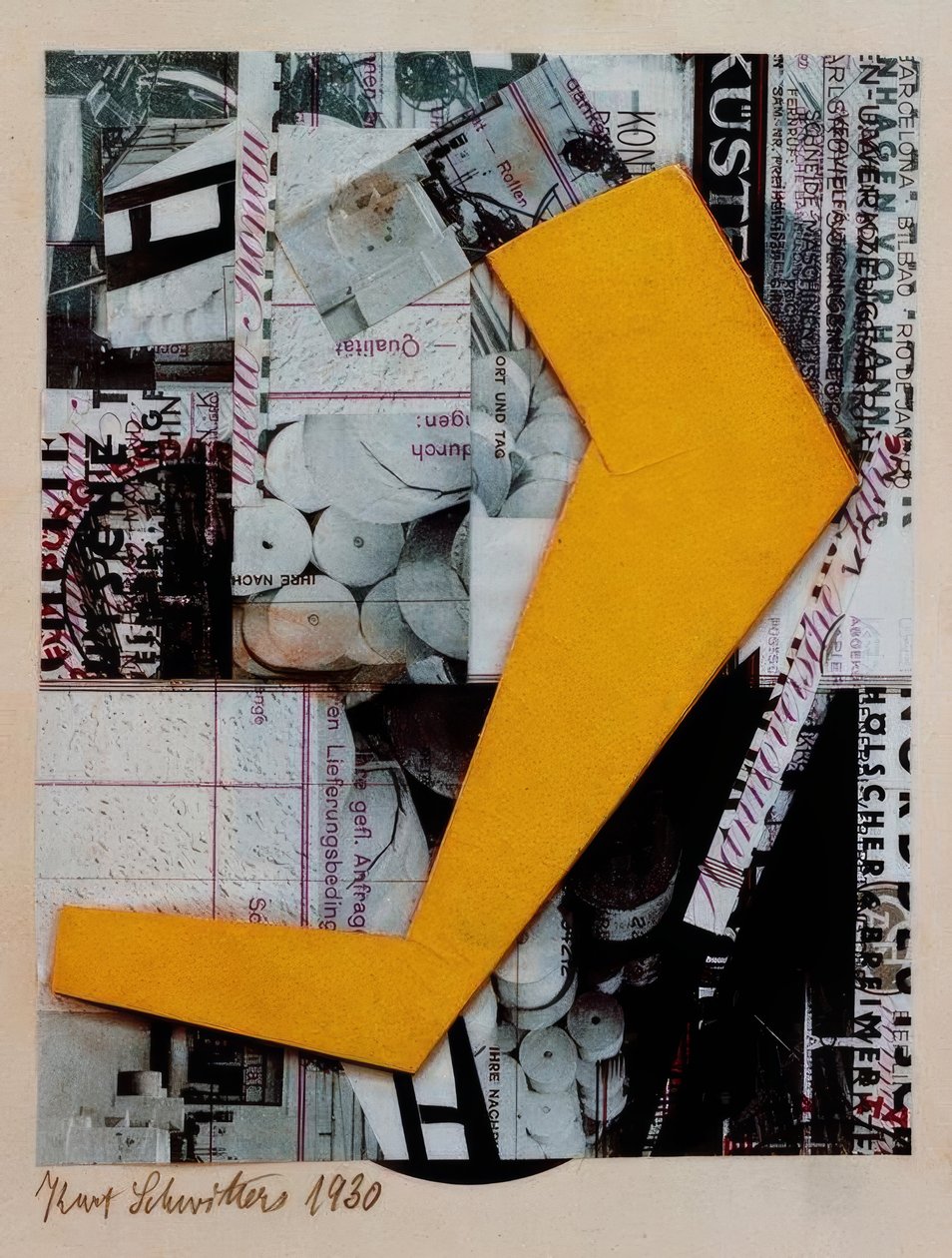 Bez názvu (se žlutým tvarem) od Kurt Schwitters