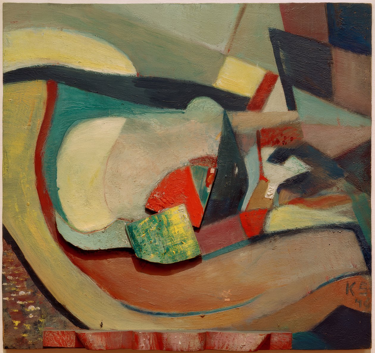 Reliéf s červenou nohou od Kurt Schwitters