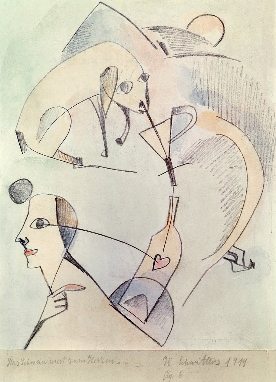 Prase kýchá směrem k srdci, 1919 od Kurt Schwitters