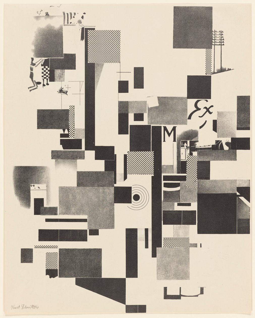 Bez názvu, č. 2 z 6 z portfolia Merz 3. Kurt Schwitters 6 litografií. Složka Merz. První portfolio nakladatelství Merz (Merz 3. Kurt Schwitters 6 lithos. Merz Portfolio. První portfolio nakladatelství Merz) od Kurt Schwitters