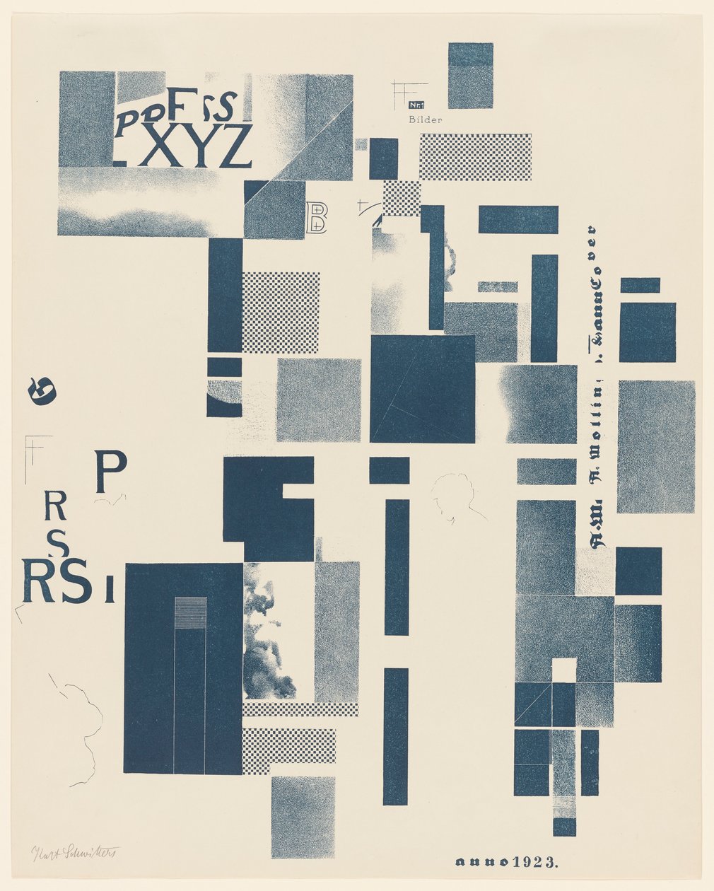 Bez názvu, č. 3 z 6 z portfolia Merz 3. Kurt Schwitters 6 litografií. Složka Merz. První portfolio nakladatelství Merz (Merz 3. Kurt Schwitters 6 lithos. Merz Portfolio. První portfolio nakladatelství Merz) od Kurt Schwitters