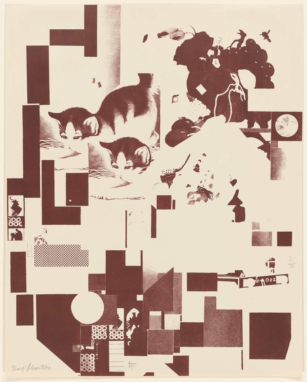 Bez názvu, č. 5 z 6 z portfolia Merz 3. Kurt Schwitters 6 litografií. Složka Merz. První portfolio nakladatelství Merz (Merz 3. Kurt Schwitters 6 lithos. Merz Portfolio. První portfolio nakladatelství Merz) od Kurt Schwitters