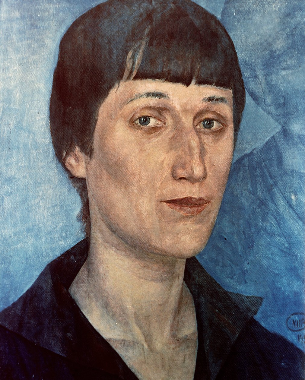Portrét Anny Achmatovové, ruské básnířky od Kuzma Sergeevich Petrov Vodkin
