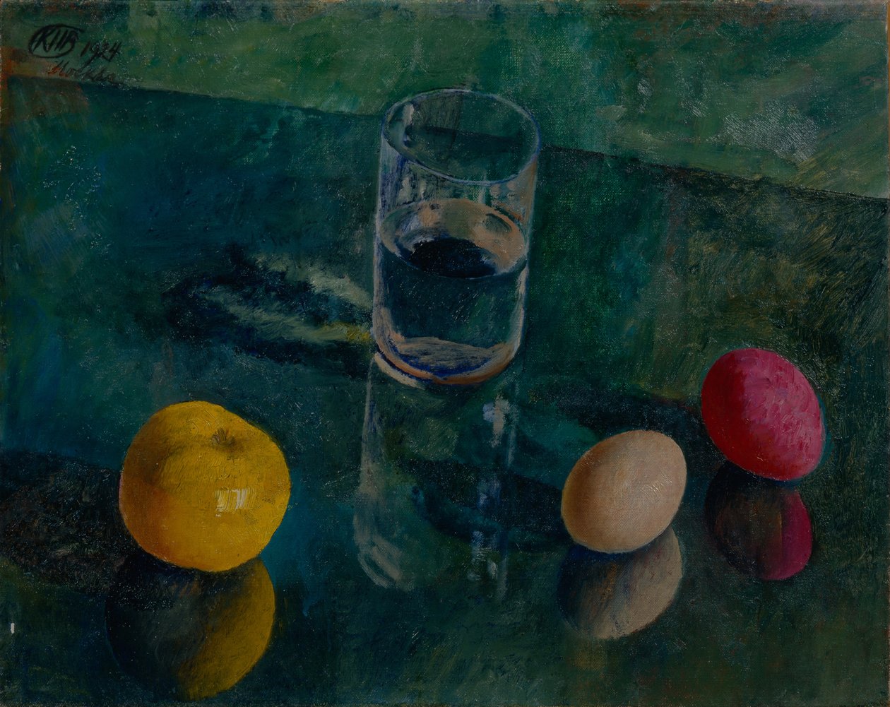 Zátiší na zeleném pozadí, 1924 od Kuzma Sergeevich Petrov Vodkin