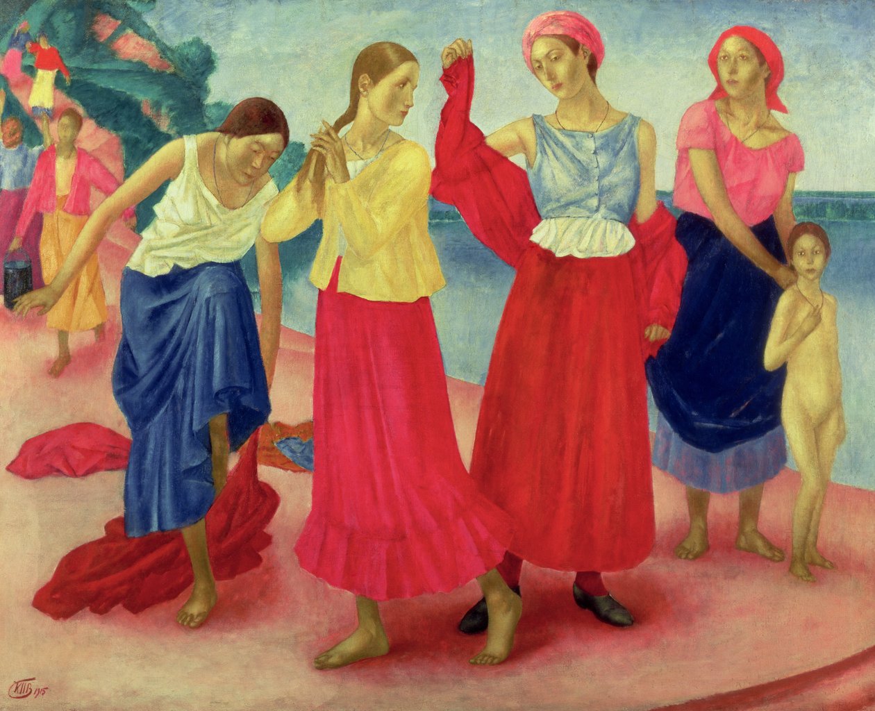 Mladé ženy na Volze, 1915 od Kuzma Sergeevich Petrov Vodkin