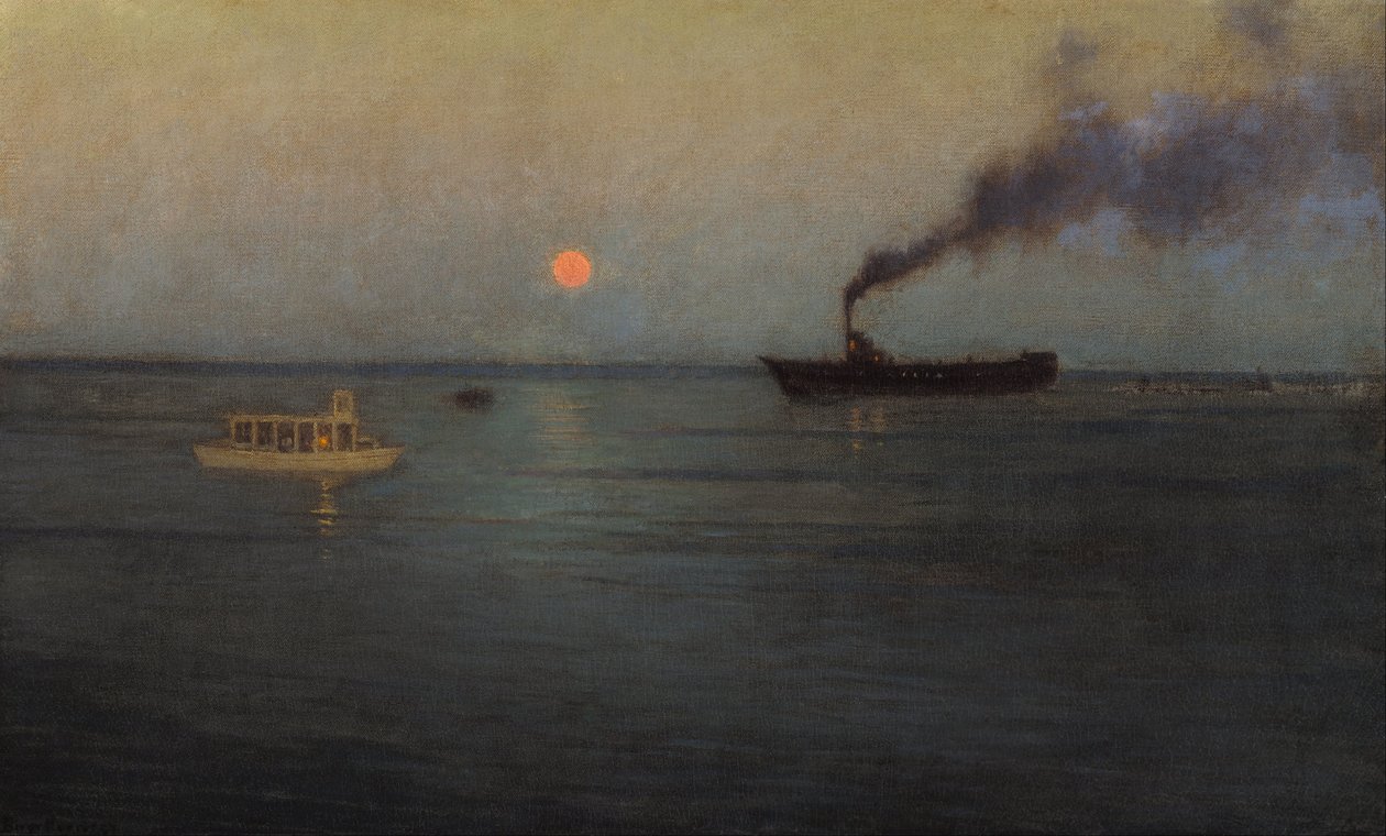 Rosy Moon z přístavu Charleston od Lowell Birge Harrison