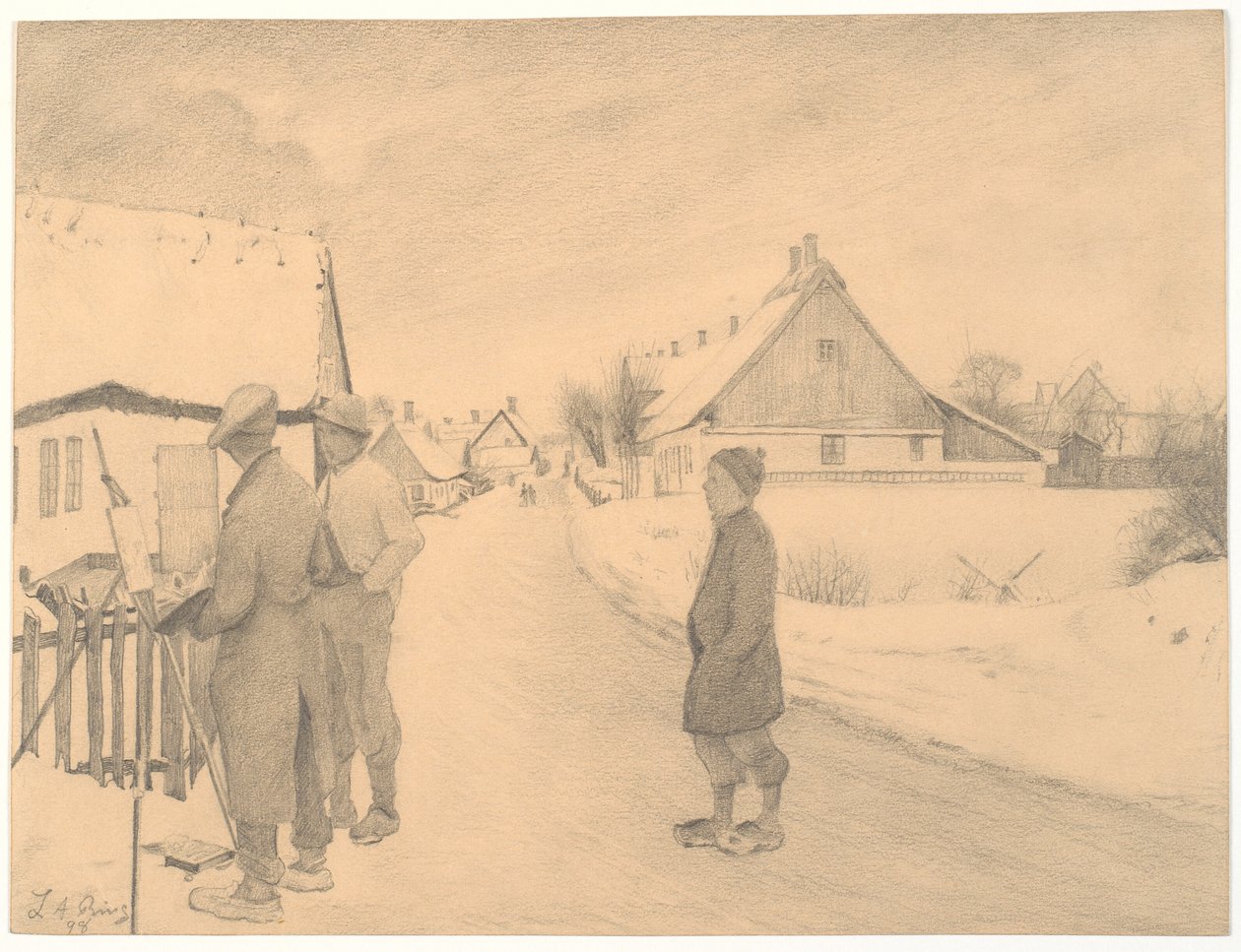 Malíř ve vesnici od Laurits Andersen Ring