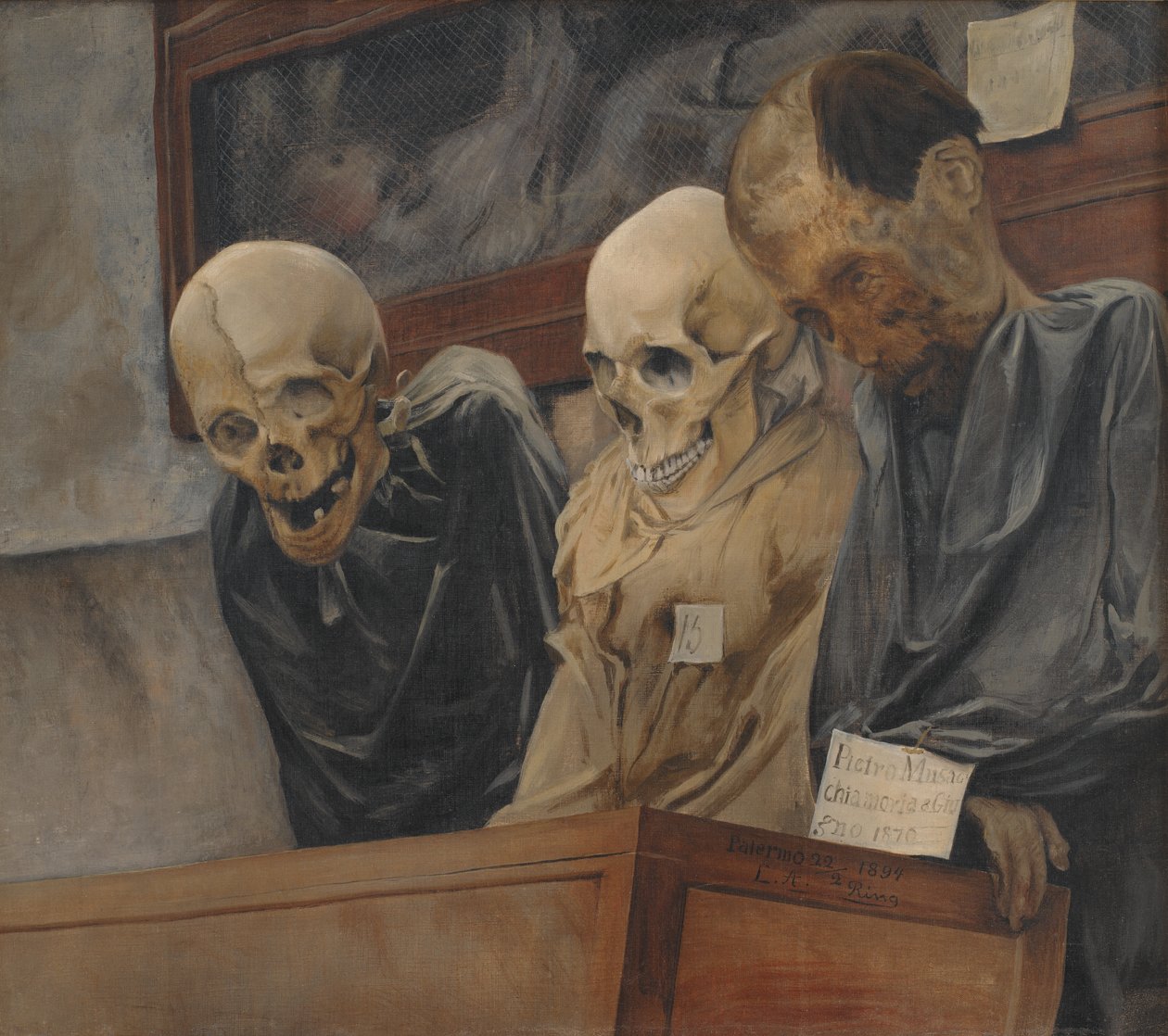 Tři lebky z kapucínského kláštera v Palermu od Laurits Andersen Ring
