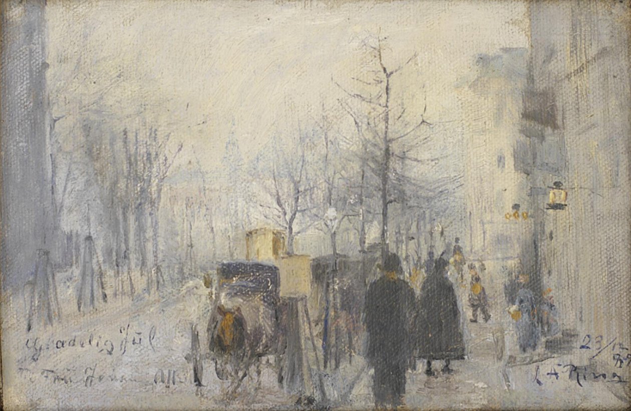 Pohled z okna v Café Osborne nahoru Frederiksberg Allé od Laurits Andersen Ring