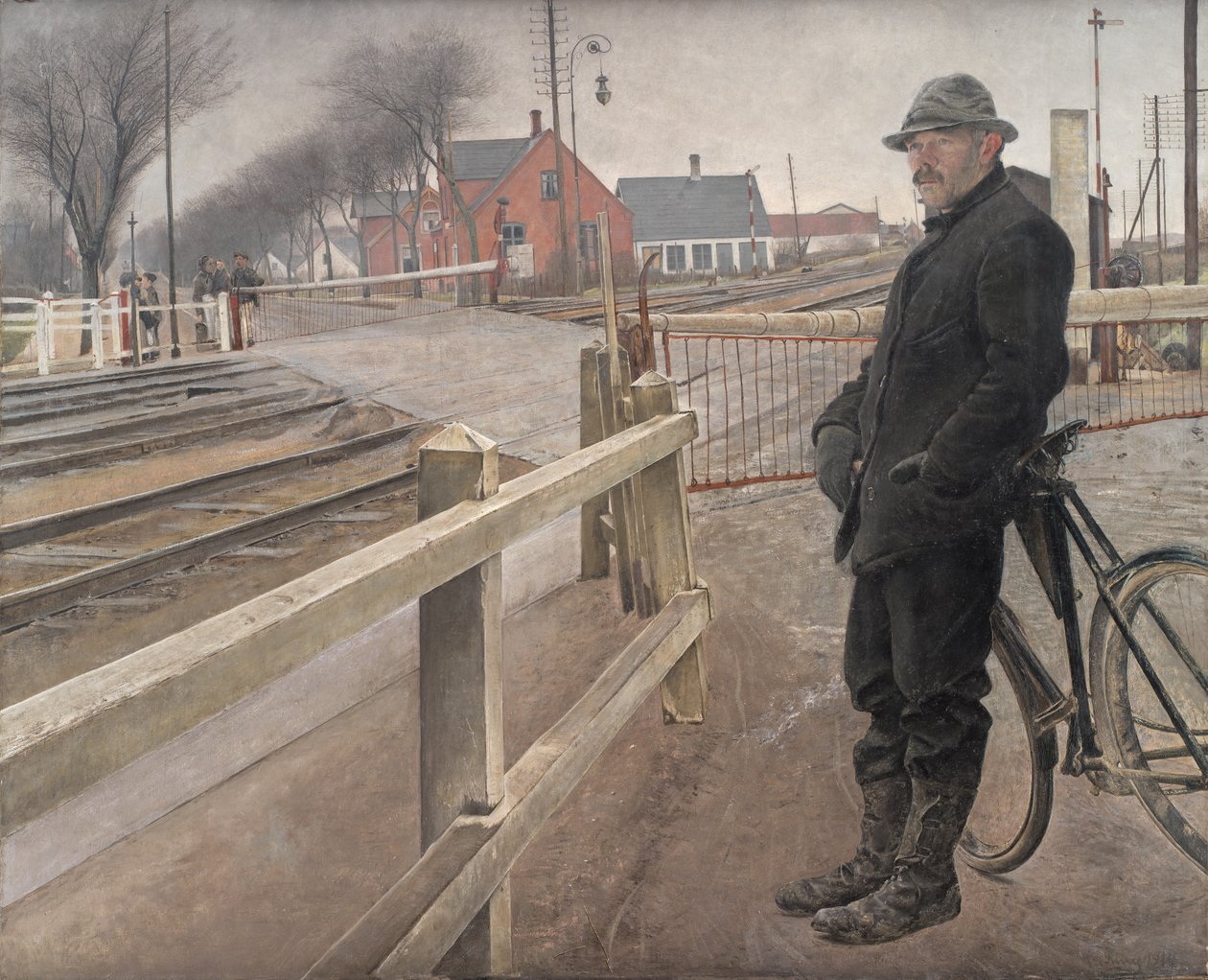 Čekání na vlak. Úrovňová křižovatka u dálnice Roskilde od Laurits Andersen Ring
