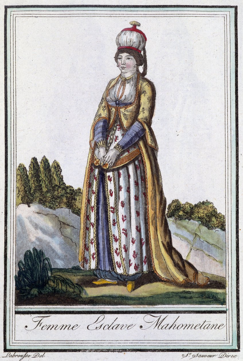 Mohamedánská otrokyně – v “”Encyclopédie des voyages”” od J. Grasset St Sauveur, ed. Deroy, Paříž od L.F. Labrousse