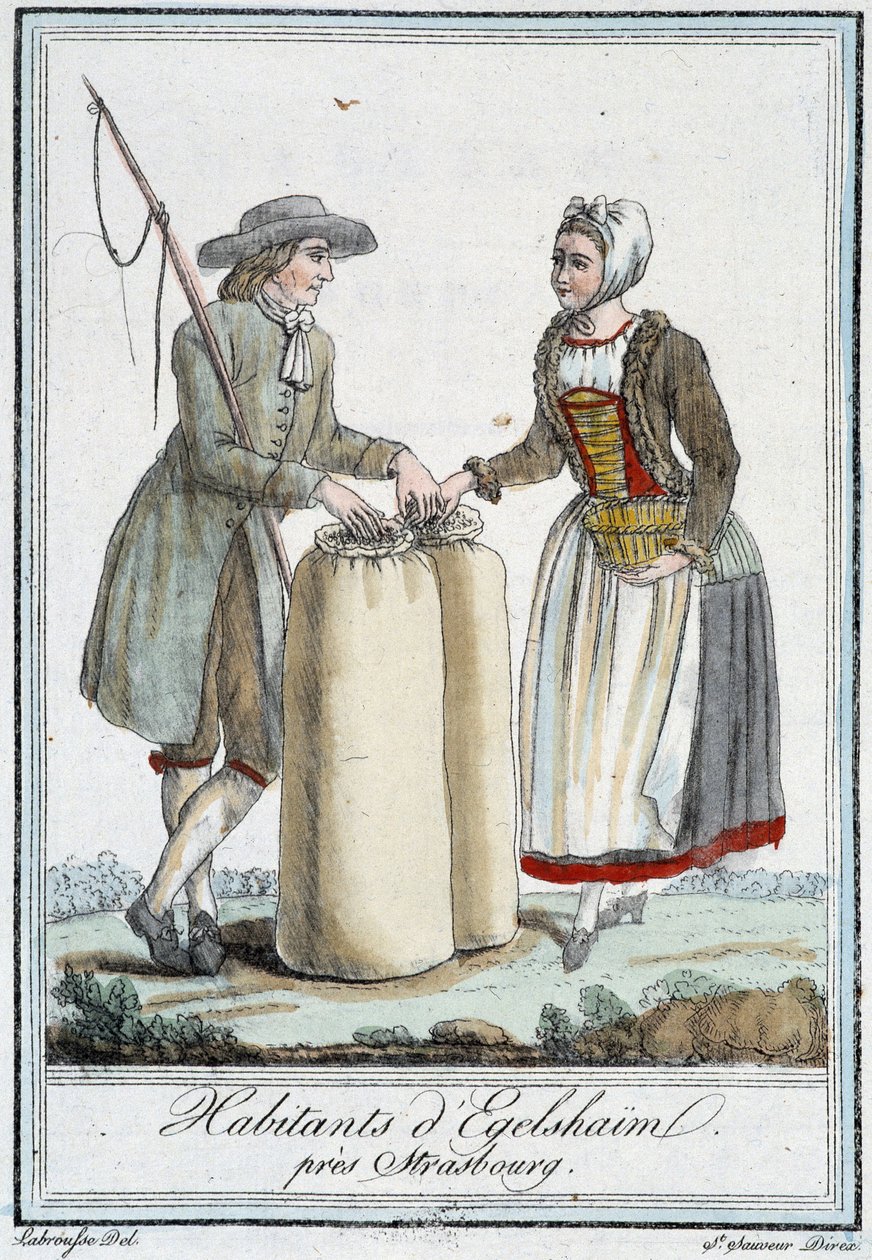 Obyvatelé Egelshaïmu, poblíž Štrasburku - v “”Encyklopedie cest”” od J. Grasset St Sauveur, Deron, Paříž od L.F. Labrousse