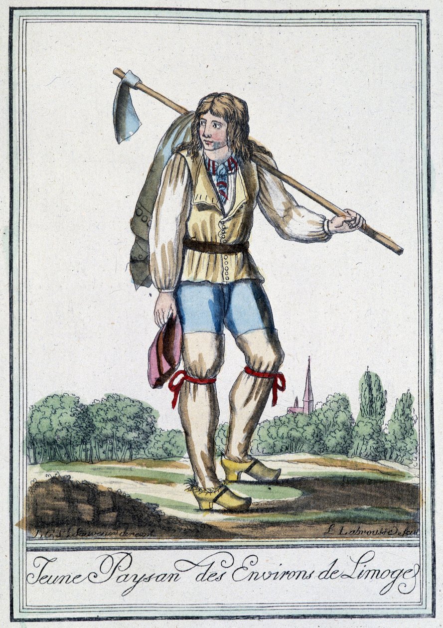 Mladý rolník z okolí Limoges - v “”Encyclopédie des voyages”” od J. Grasset St Sauveur, Deron, Paříž od L.F. Labrousse