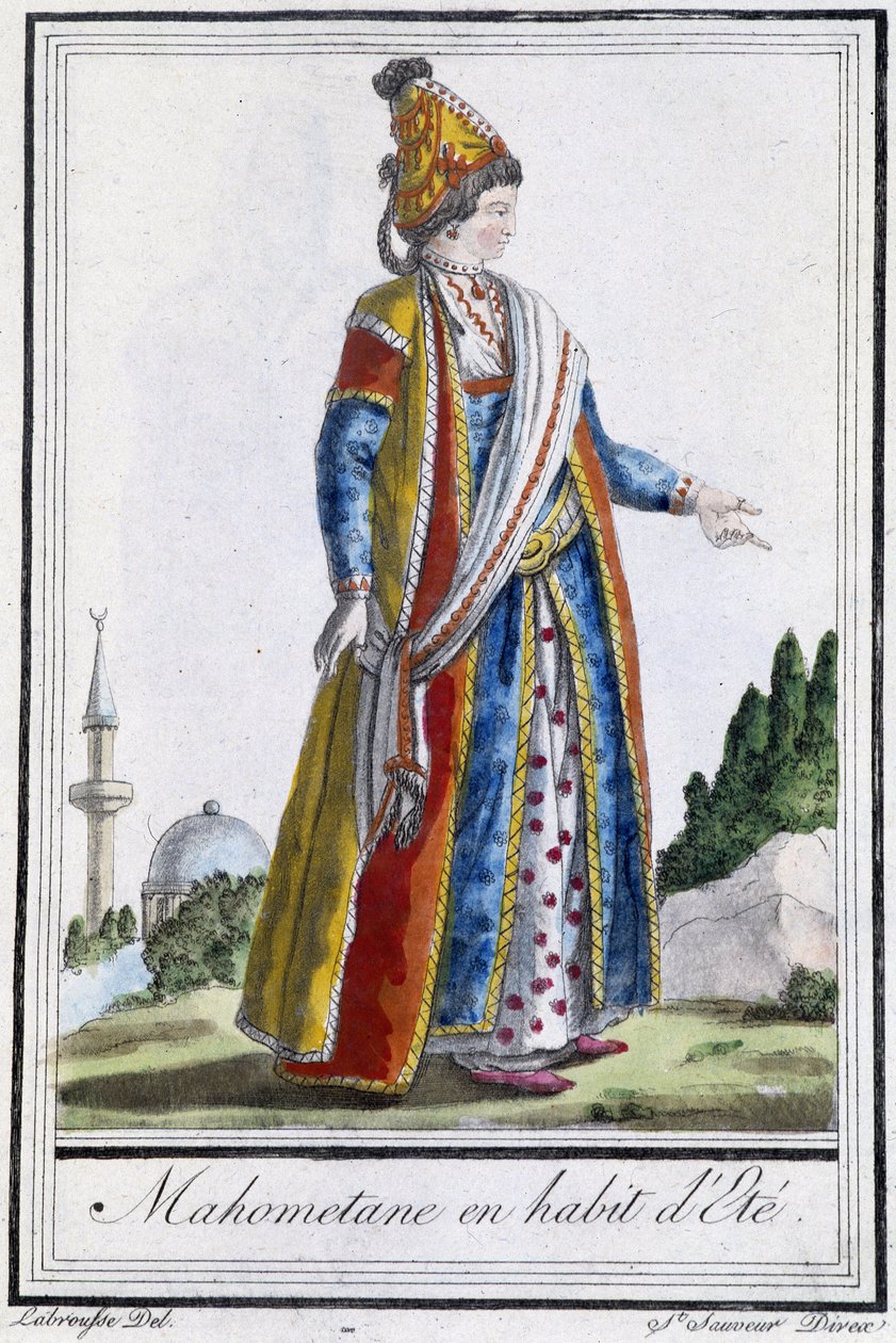 Mahometane v letních šatech - v “”Encyklopedie cest”” od J. Grasset St Sauveur, ed. Deroy, Paříž od L.F. Labrousse