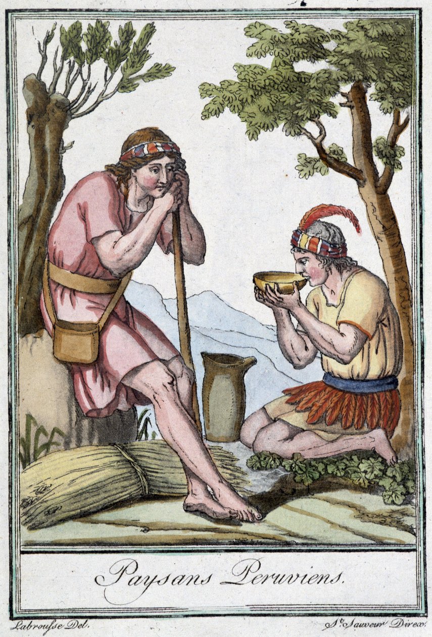 Perudian Peasants - in “”Encyclopedia of Travels”” od J. Grasset St Sauveur, ed. Paříž od L.F. Labrousse