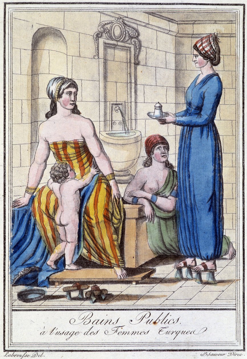 Veřejné lázně pro použití tureckých žen - v “”Encyklopedie cest”” od J. Grasset St Sauveur, Deroy, Paříž od L.F. Labrousse