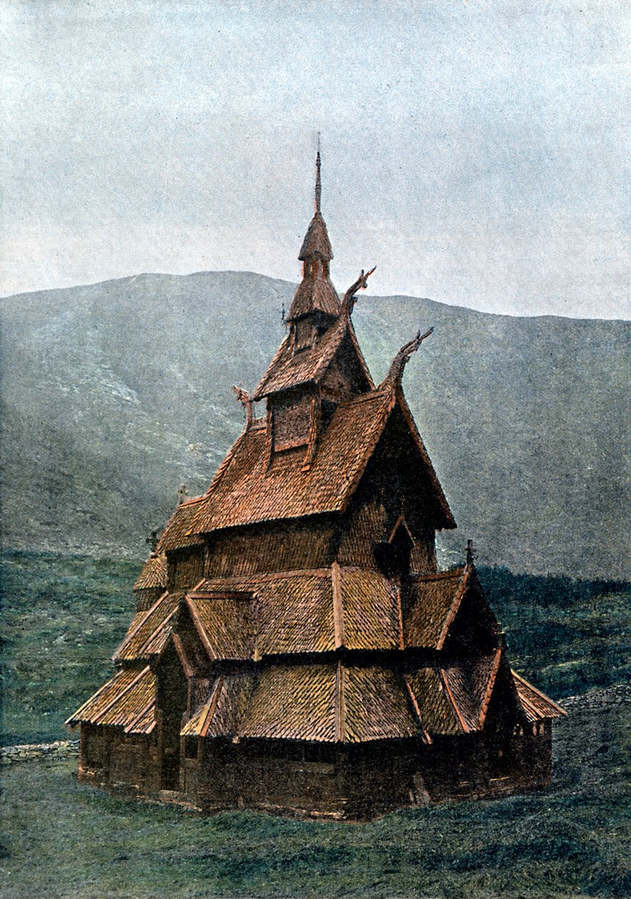 Roubený kostel Borgund, Sogn og Fjordane, Norsko, c1890 od L Boulanger
