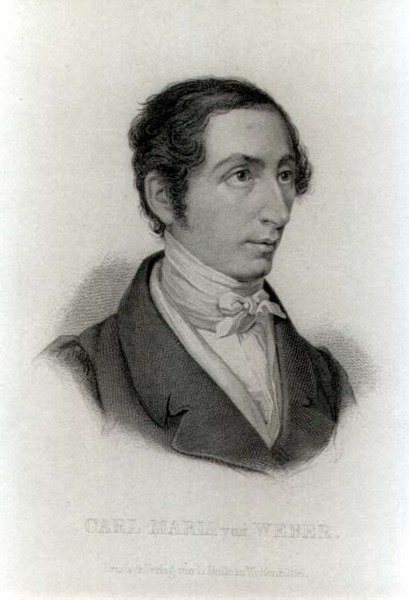 Portrét Carla Maria von Webera (1786-1826) německý skladatel (rytina) (čb foto) od L. Holle