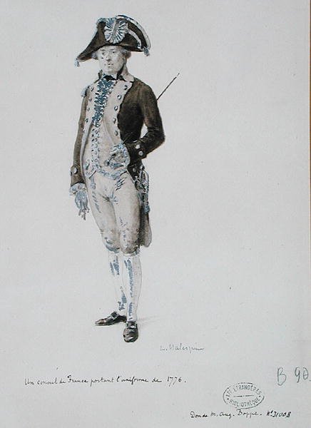 Francouzský konzul v uniformě z roku 1776 (pero a pero na papíře) od L. Malespine