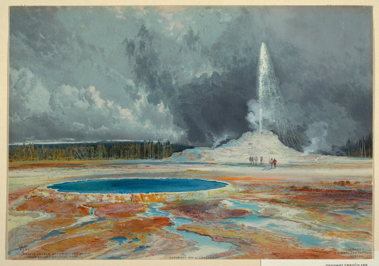 Tisk, Castle Geyser, Horní povodí gejzírů, Yellowstonský národní park od L. Prang and Company
