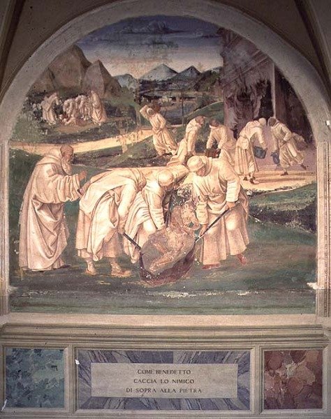 Život svatého Benedikta (freska) (detail) od L. and Sodoma G. Signorelli