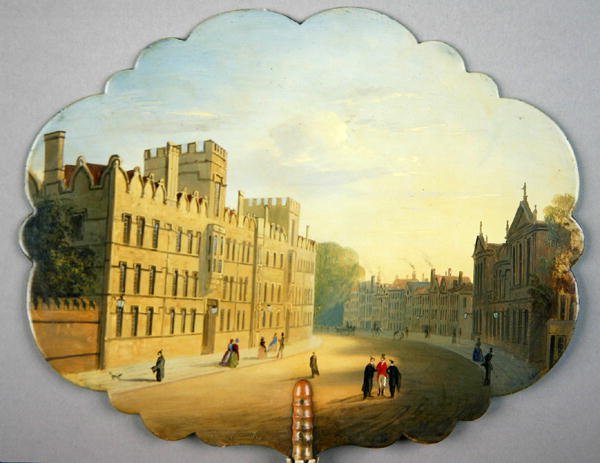 Viktoriánské plátno se scénou Oxford High Street a Queen