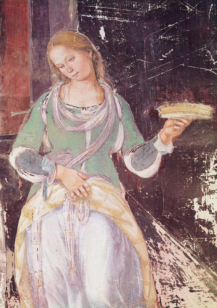 Sluha s košíkem, detail sv. Benedikta přijímajícího pohostinství, ze života sv. Benedikta, 1497-98 (detail 164410) od L. and Sodoma, G. Signorelli