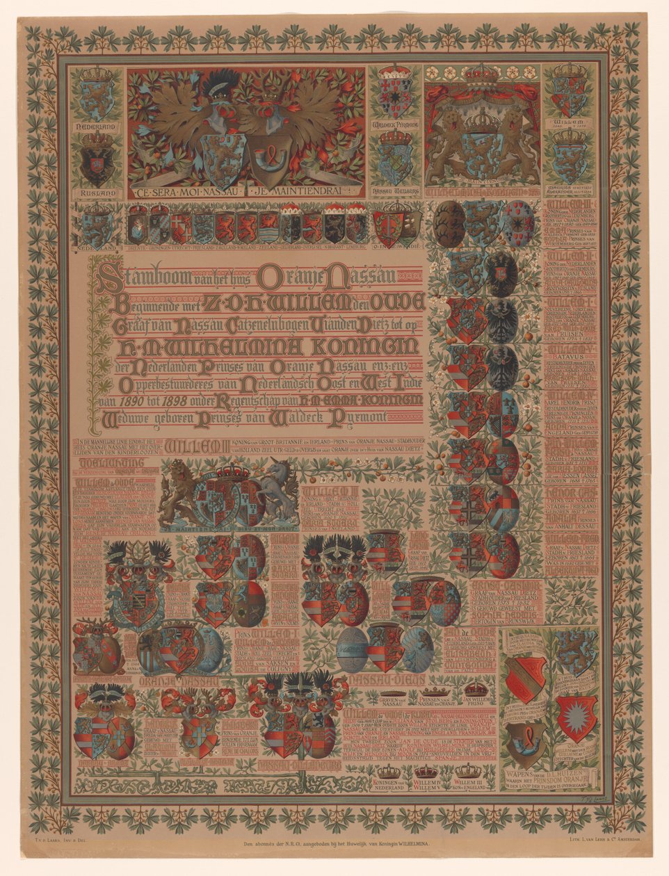 Rodokmen domu Orange-Nassau Rodokmen domu Oranje Nassau Počínaje Z.D.H. Willem den Oud (...) (název na objektu) od L. van Leer