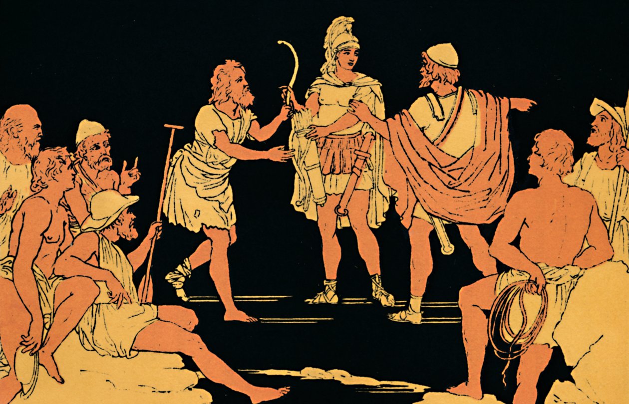„Pokání Neoptolema“, 1880 od Lachmann