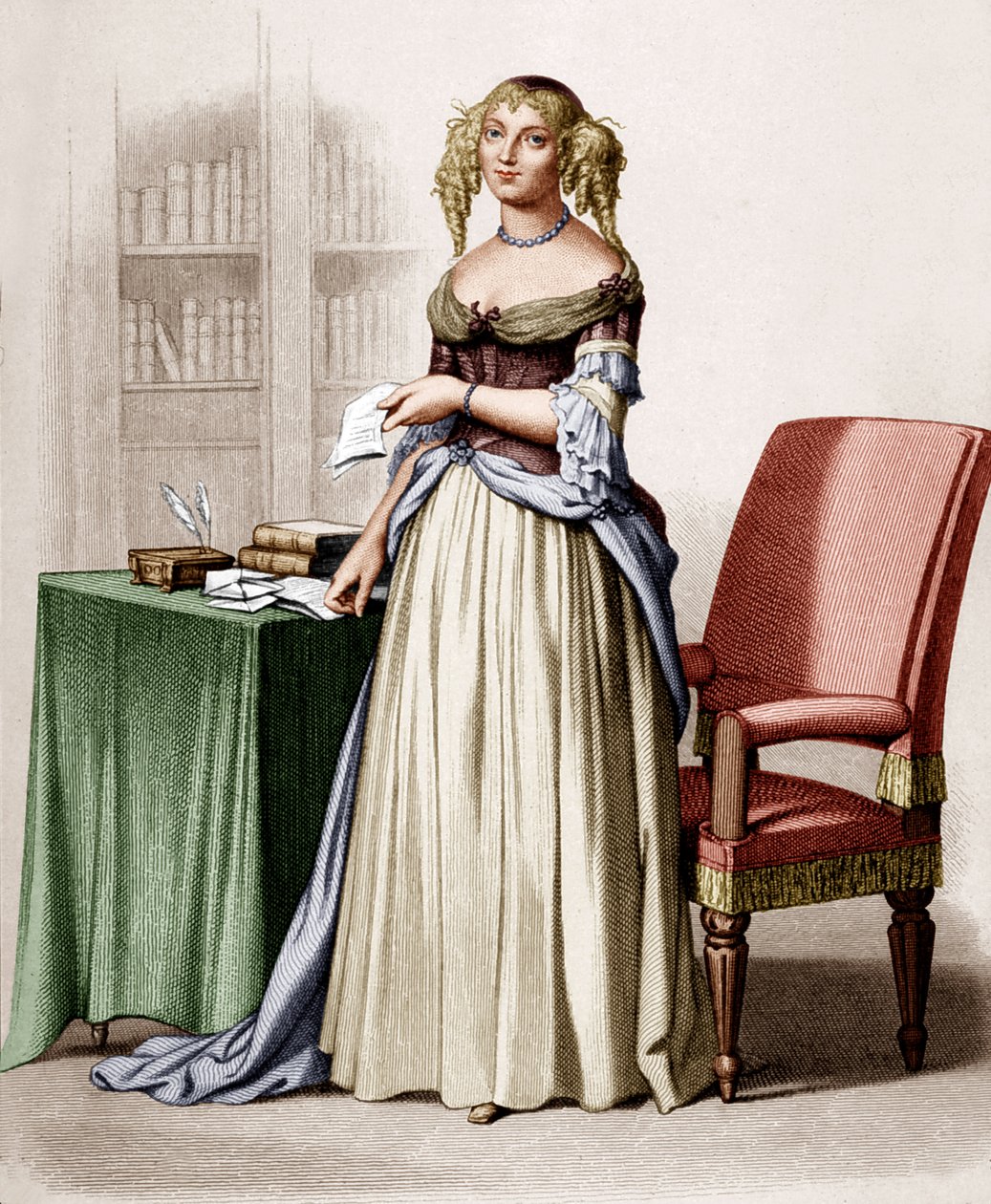 Portrét markýzy de Sevigne (rytina) od Lacour Lastudier