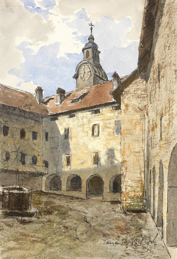 Nádvoří zámku Idrija In od Ladislav Benesch