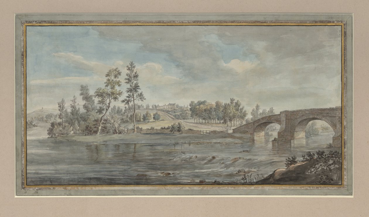 Most Ouze, Armathwaite, kolem 1770-80 od Lady Mary Lowther