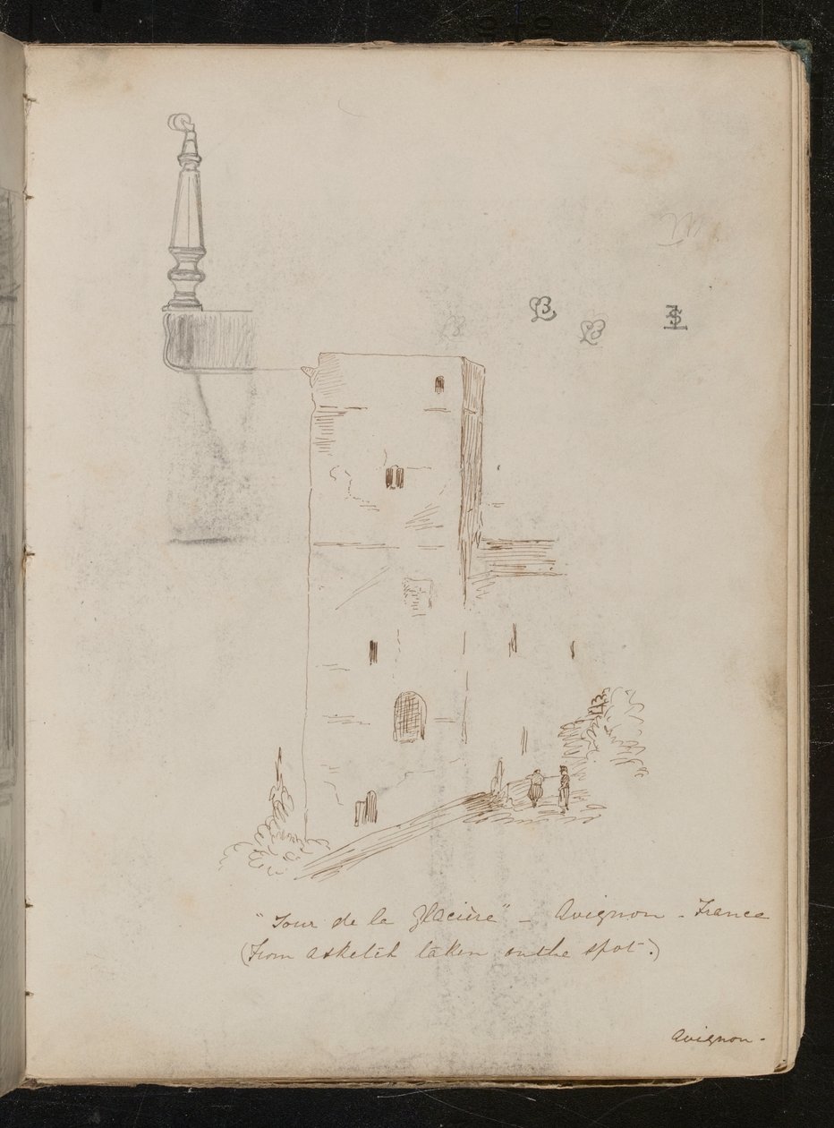 Studie nohy stolu, architektonická studie, ?Tour de la glacine - Avignon - Francie od Lady Butler
